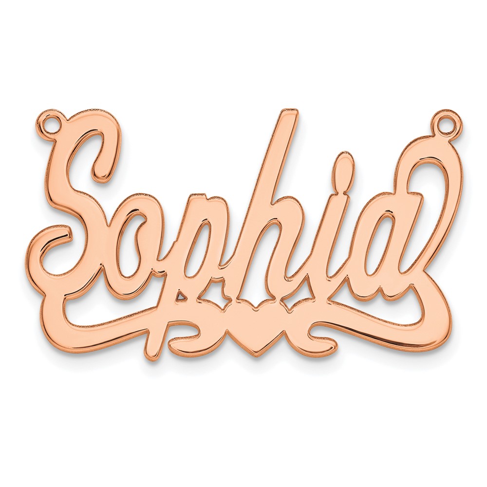 Sterling Silver/Rose-plated Polished with Heart Name Plate
