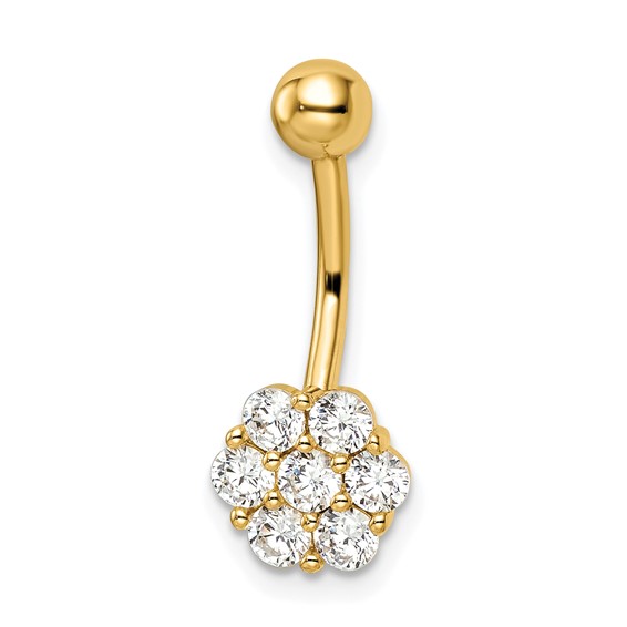 14k CZ Flower Belly Ring