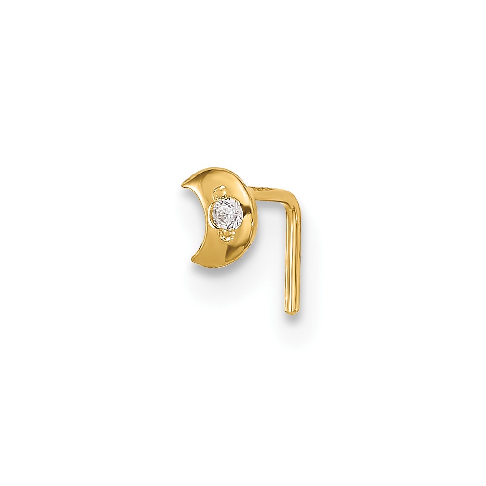 14k CZ Moon Nose Stud
