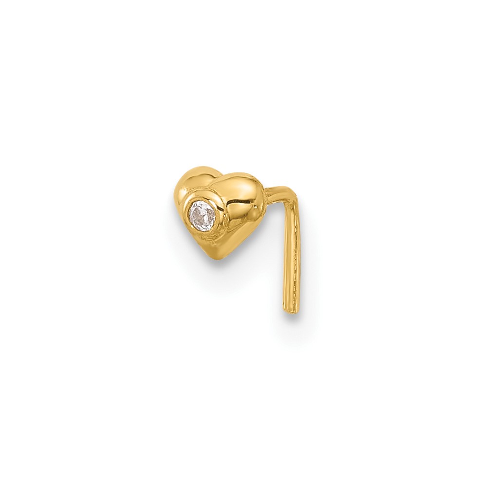 14k CZ Heart Nose Stud