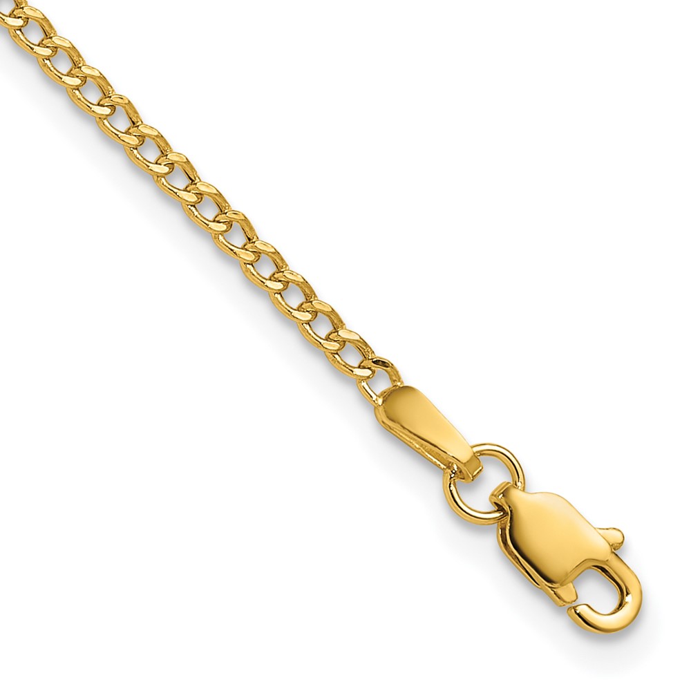 14k 1.85mm Semi-Solid Curb Chain Anklet