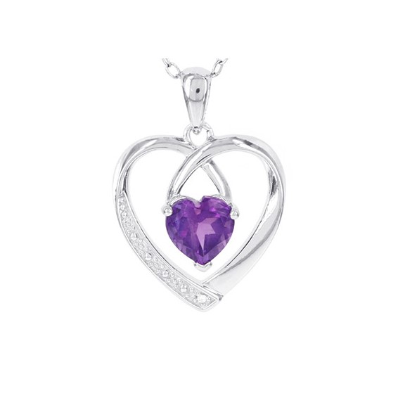 SS Amethyst and Diamond Pendant