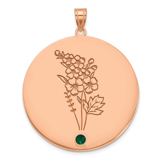 SS/Rose-plated Circle with 1 Birth Flower and Birthstone Pendant