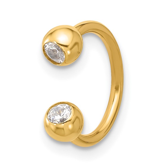 14k 16 Gauge Polished 4mm CZ Cartilage Ring
