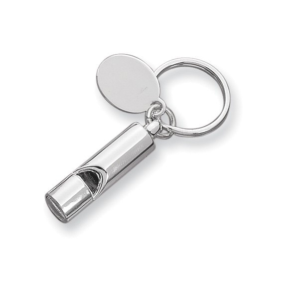 Chrome-plated Whistle Key Chain with Engraving Tag