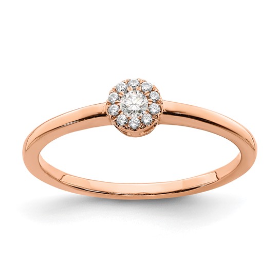 Sterling Silver with Rose Plate Sterling Silver and CZ Engagement Ring