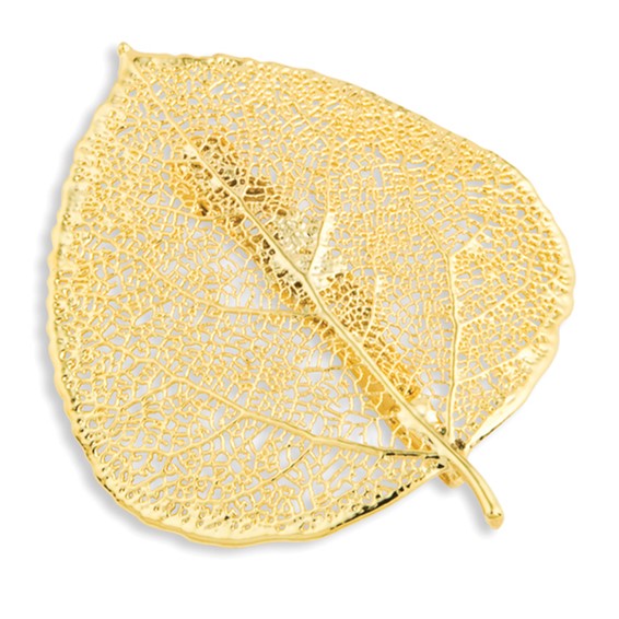 24k Gold Dipped Real Aspen Leaf Gold-tone Pin Brooch