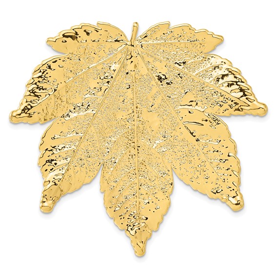 24K Gold Dipped Real Full Moon Maple Leaf Brooch/Pendant