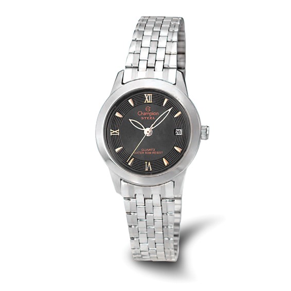 Champion Social Silver-tone Black Dial Watch