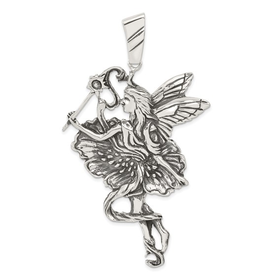 Sterling Silver Antiqued Fancy Fairy Pendant