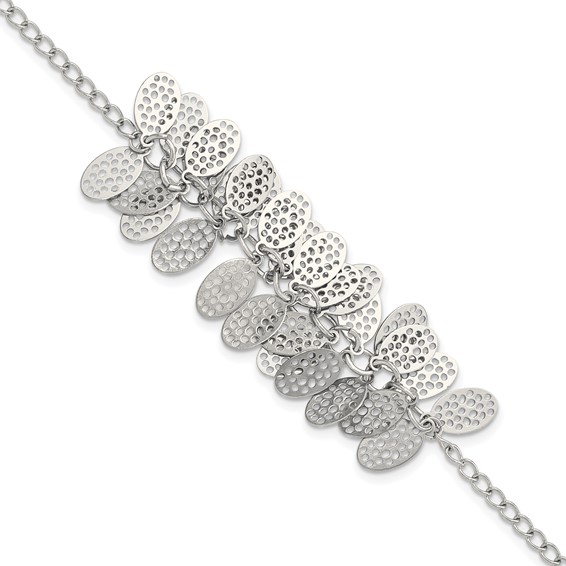 Stainless Steel Oval Dangles with 1.5 ext Bracelet